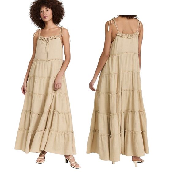 Charlie Holiday Anthropologie Dress Womens Size 6 Senorita Maxi Tiered Boho - Picture 2 of 10